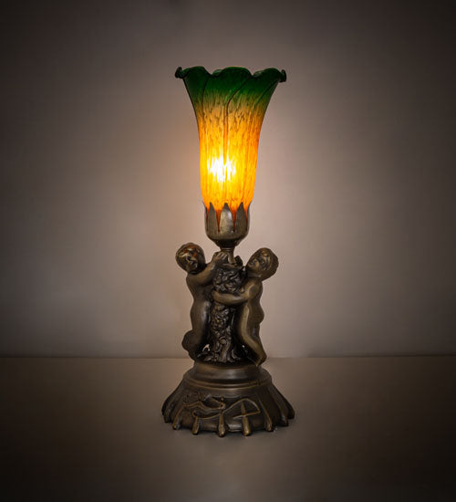 Meyda Tiffany Lighting 11009 Amber/Green One Light Mini Lamp Lamp Bronze / Dark