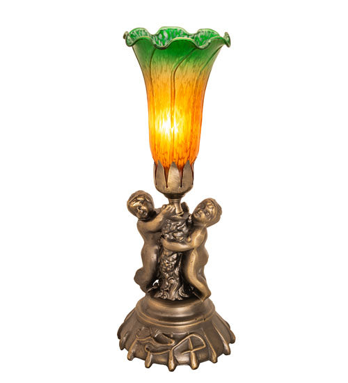 Meyda Tiffany Lighting 11009 Amber/Green One Light Mini Lamp Lamp Bronze / Dark