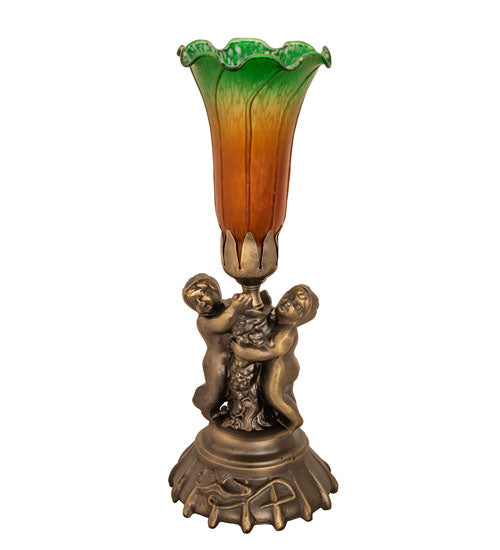 Meyda Tiffany Lighting 11009 Amber/Green One Light Mini Lamp Lamp Bronze / Dark
