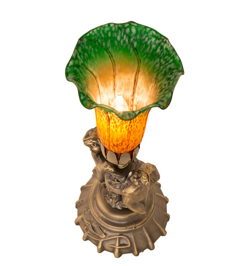 Meyda Tiffany Lighting 11009 Amber/Green One Light Mini Lamp Lamp Bronze / Dark