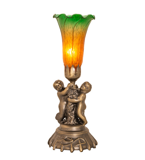 Meyda Tiffany Lighting 11009 Amber/Green One Light Mini Lamp Lamp Bronze / Dark