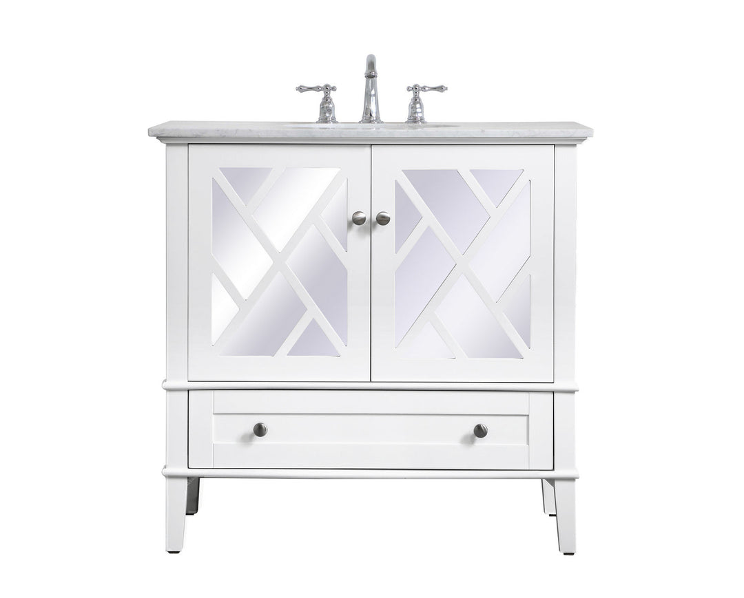 Elegant Lighting VF30236WH Luxe Single Bathroom Vanity Set Plumbing White