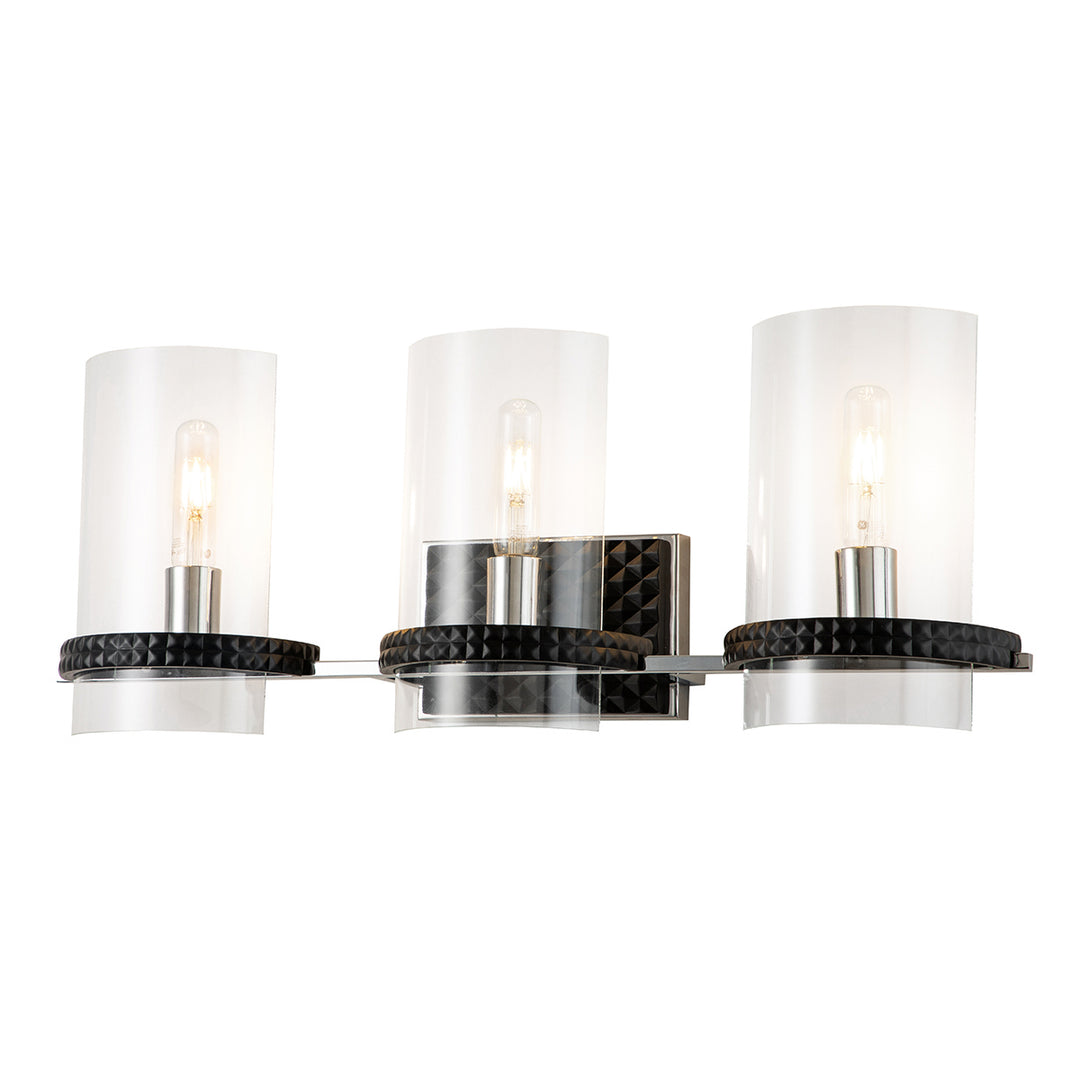 Lucas+McKearn Mazant Bb91598-3 Bath Vanity Light 28 in. wide - Matte Black / Polished Chrome