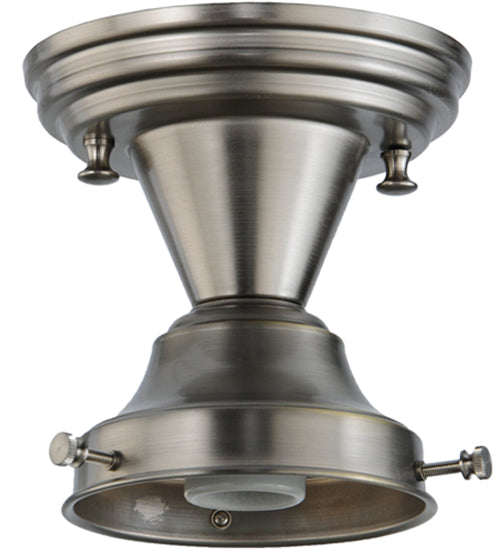 Meyda Tiffany Lighting 110412 Revival One Light Semi-Flushmount Hardware Utility Light Pewter, Nickel, Silver