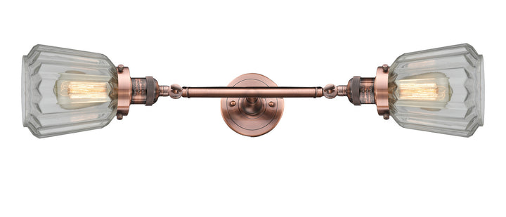 Innovations Franklin Restoration 208L-AC-G142 Bath Vanity Light 7 in. wide - Antique Copper