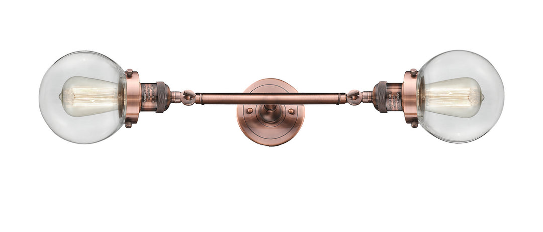 Innovations Franklin Restoration 208L-AC-G202-6 Bath Vanity Light 6 in. wide - Antique Copper
