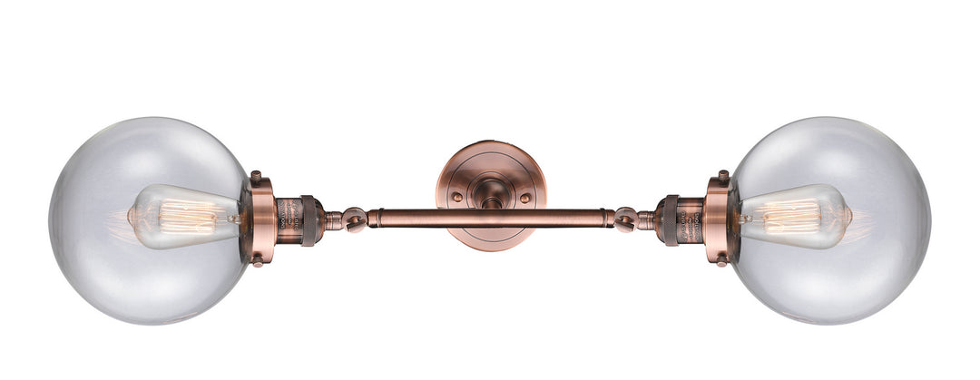 Innovations Franklin Restoration 208L-AC-G202-8-LED Bath Vanity Light 8 in. wide - Antique Copper