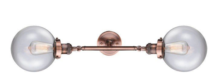 Innovations Franklin Restoration 208L-AC-G202-8-LED Bath Vanity Light 8 in. wide - Antique Copper
