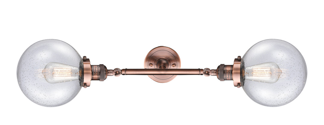Innovations Franklin Restoration 208L-AC-G204-8-LED Bath Vanity Light 8 in. wide - Antique Copper