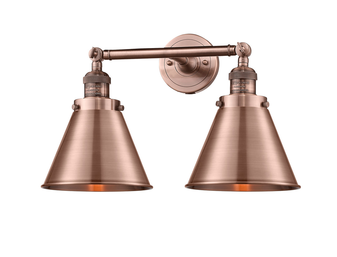 Innovations Franklin Restoration 208L-AC-M13-AC Bath Vanity Light 8 in. wide - Antique Copper
