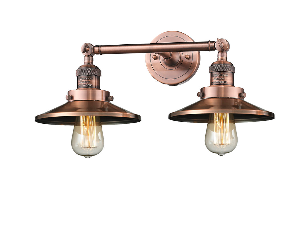 Innovations Franklin Restoration 208L-AC-M3-LED Bath Vanity Light 8 in. wide - Antique Copper