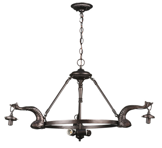Meyda Tiffany Lighting 110426 Leaping Trout Six Light Chandelier Utility Light Bronze / Dark