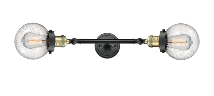 Innovations Franklin Restoration 208L-BAB-G202-6 Bath Vanity Light 6 in. wide - Black Antique Brass
