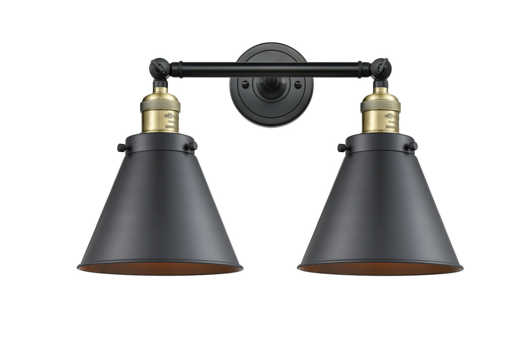 Innovations Franklin Restoration 208L-BAB-M13-BK-LED Bath Vanity Light 8 in. wide - Black Antique Brass