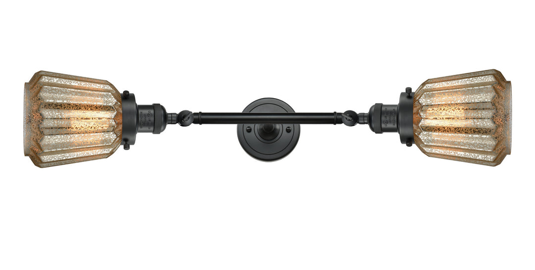 Innovations Franklin Restoration 208L-BK-G146-LED Bath Vanity Light 7 in. wide - Matte Black