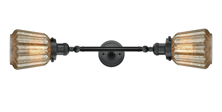 Innovations Franklin Restoration 208L-BK-G146-LED Bath Vanity Light 7 in. wide - Matte Black
