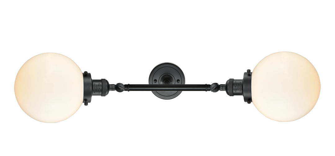 Innovations Franklin Restoration 208L-BK-G201-8-LED Bath Vanity Light 8 in. wide - Matte Black