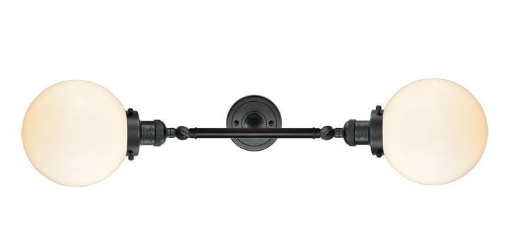 Innovations Franklin Restoration 208L-BK-G201-8-LED Bath Vanity Light 8 in. wide - Matte Black