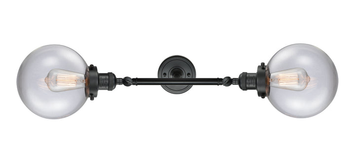 Innovations Franklin Restoration 208L-BK-G202-8-LED Bath Vanity Light 8 in. wide - Matte Black