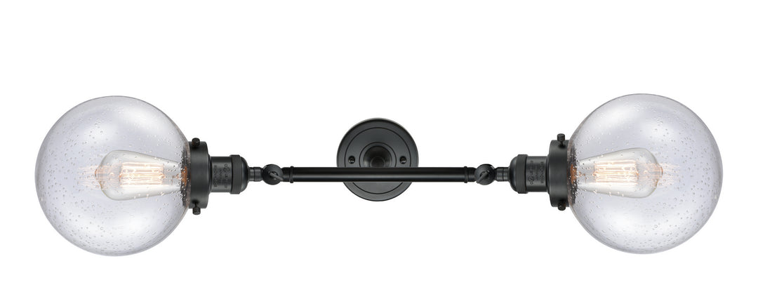Innovations Franklin Restoration 208L-BK-G204-8-LED Bath Vanity Light 8 in. wide - Matte Black