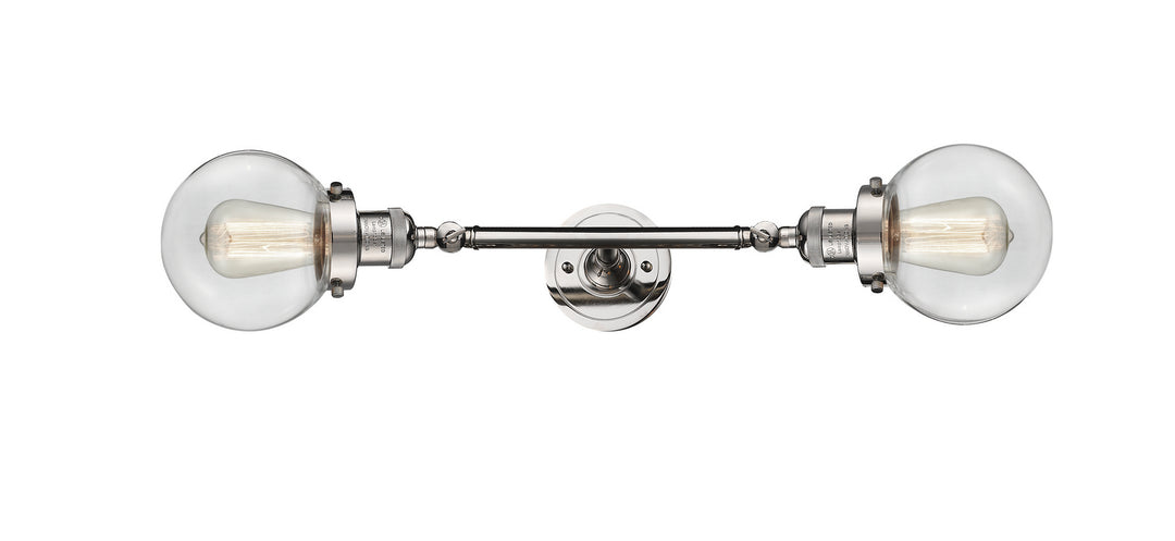 Innovations Franklin Restoration 208L-PN-G202-6-LED Bath Vanity Light 6 in. wide - Polished Nickel