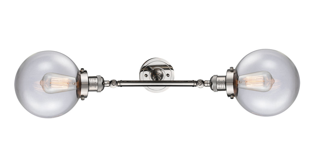 Innovations Franklin Restoration 208L-PN-G202-8-LED Bath Vanity Light 8 in. wide - Polished Nickel
