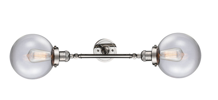 Innovations Franklin Restoration 208L-PN-G202-8-LED Bath Vanity Light 8 in. wide - Polished Nickel