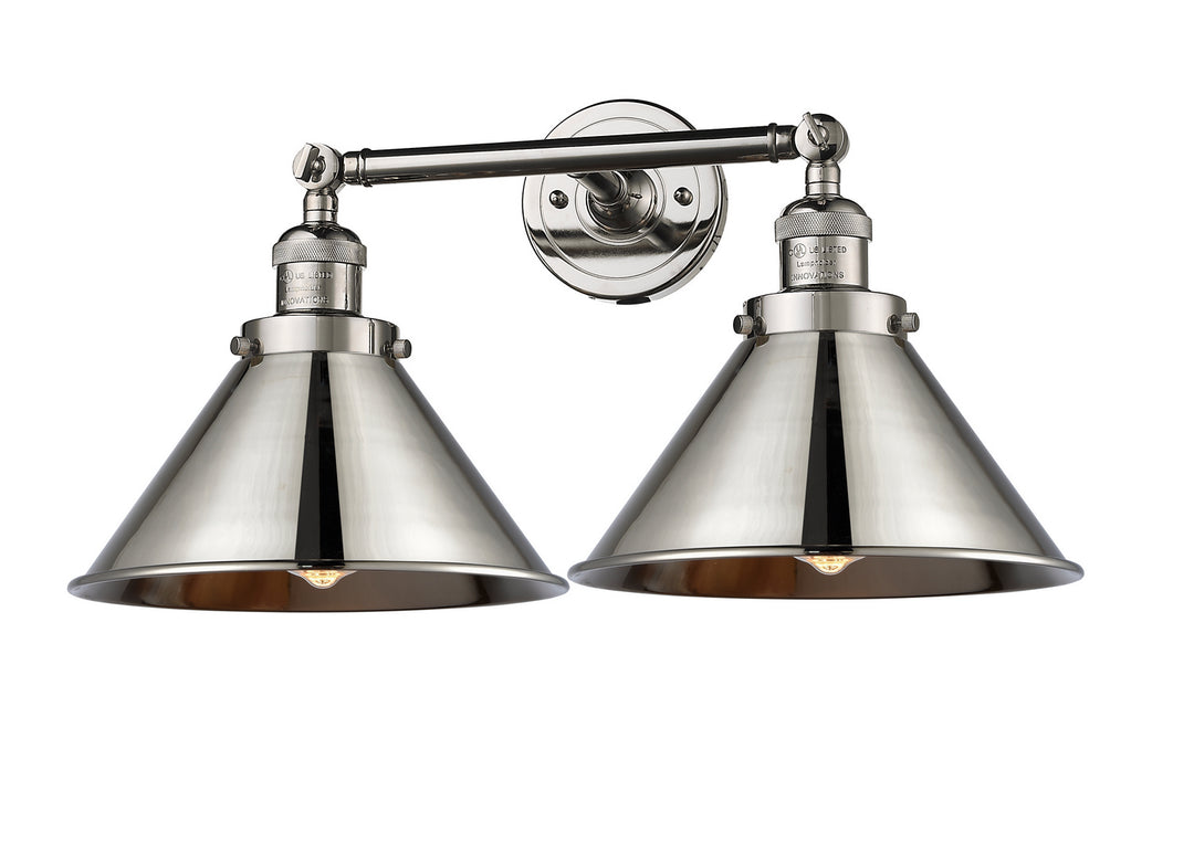 Innovations Franklin Restoration 208L-PN-M10-PN Bath Vanity Light 10 in. wide - Polished Nickel
