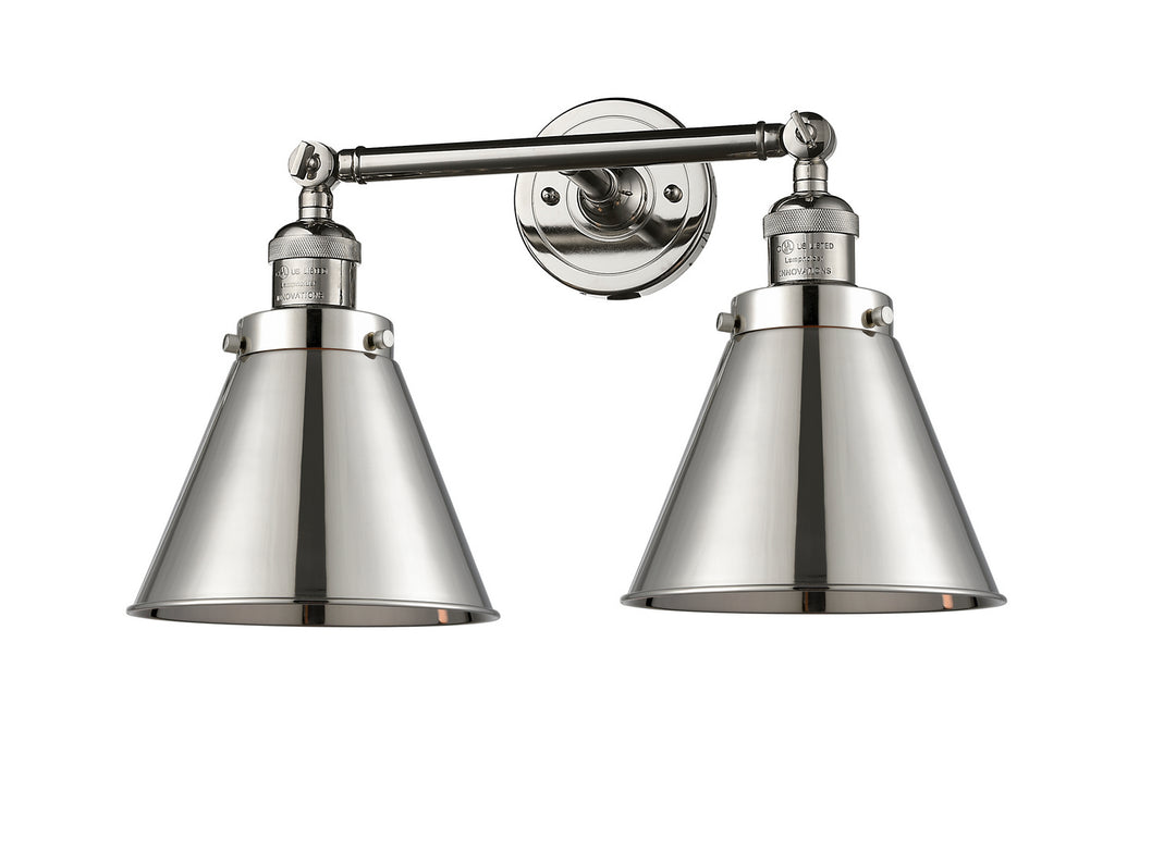 Innovations Franklin Restoration 208L-PN-M13-PN Bath Vanity Light 8 in. wide - Polished Nickel