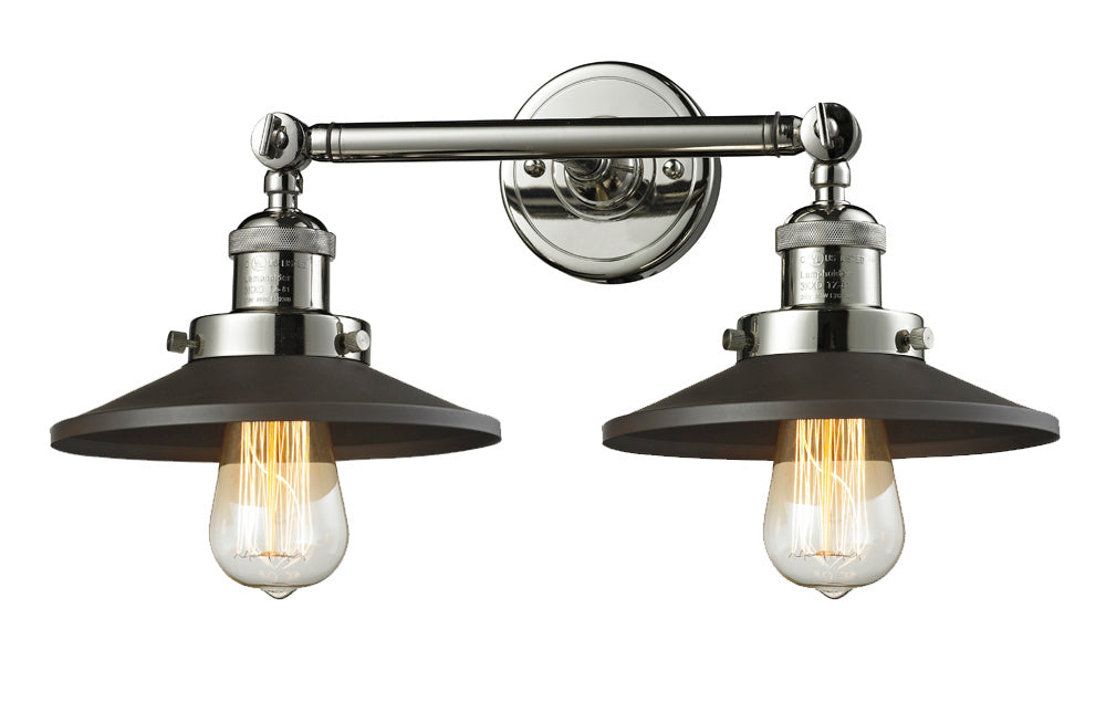 Innovations Franklin Restoration 208L-PN-M6BK-LED Bath Vanity Light 8 in. wide - Polished Nickel