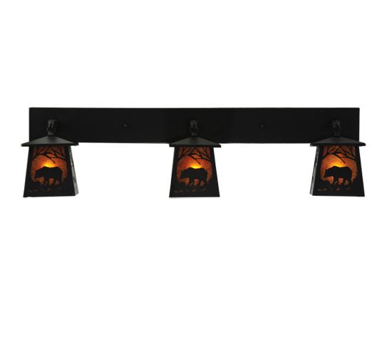 Meyda Tiffany Bear At Dawn 110745 Bath Vanity Light 48 in. wide - Wrought Iron