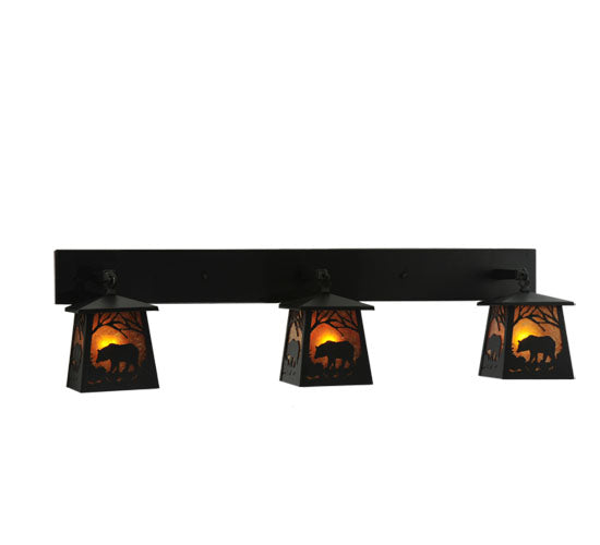 Meyda Tiffany Bear At Dawn 110745 Bath Vanity Light 48 in. wide - Wrought Iron