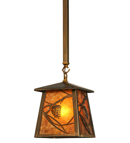 Meyda Tiffany Lighting 110915 Whispering Pines One Light Mini Pendant Outdoor Copper/Antique/Verde