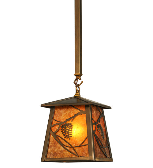 Meyda Tiffany Lighting 110915 Whispering Pines One Light Mini Pendant Outdoor Copper/Antique/Verde