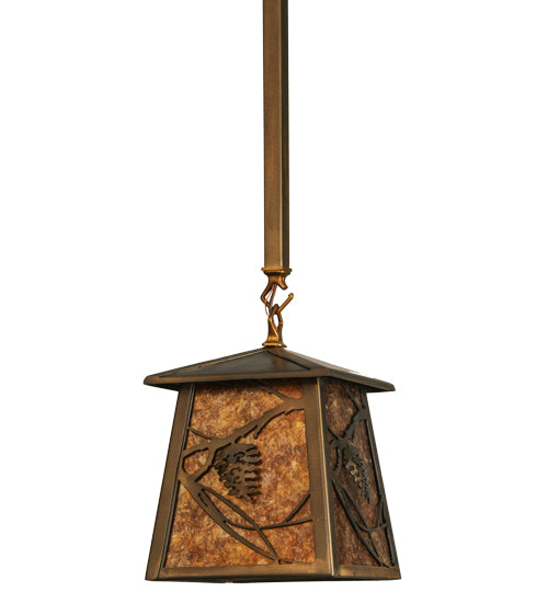 Meyda Tiffany Lighting 110915 Whispering Pines One Light Mini Pendant Outdoor Copper/Antique/Verde