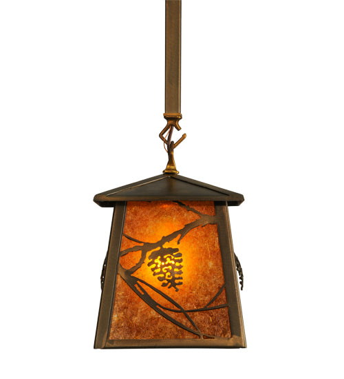 Meyda Tiffany Lighting 110915 Whispering Pines One Light Mini Pendant Outdoor Copper/Antique/Verde