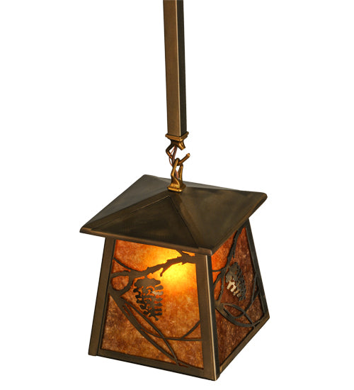 Meyda Tiffany Lighting 110915 Whispering Pines One Light Mini Pendant Outdoor Copper/Antique/Verde
