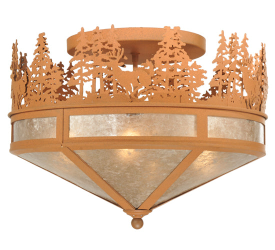 Meyda Tiffany Deer Through The Trees 110926 Ceiling Light - Wrought Iron