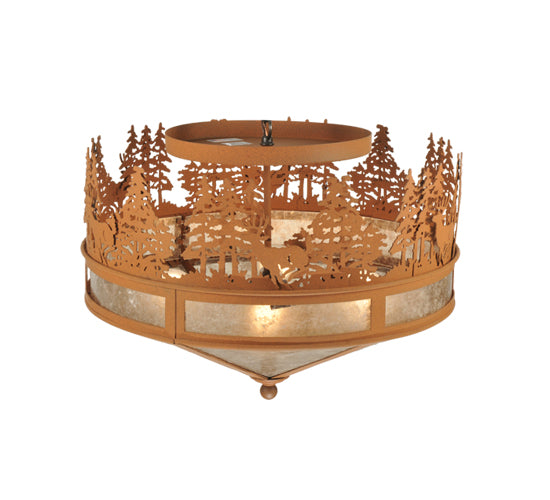 Meyda Tiffany Deer Through The Trees 110926 Ceiling Light - Wrought Iron