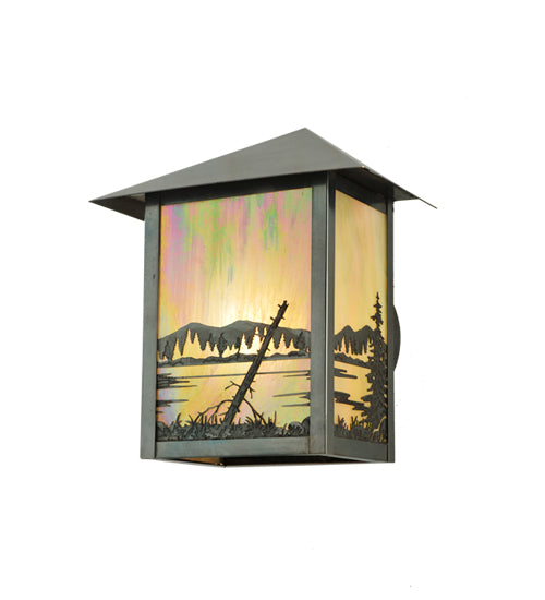 Meyda Tiffany Lighting 111010 Quiet Pond One Light Wall Sconce Outdoor Bronze / Dark