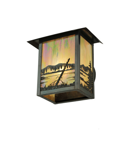 Meyda Tiffany Lighting 111010 Quiet Pond One Light Wall Sconce Outdoor Bronze / Dark
