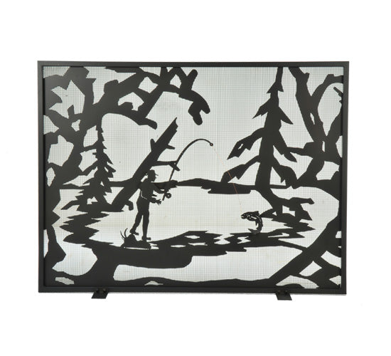 Meyda Tiffany Lighting 111046 Fly Fishing Creek Fireplace Screen Home Decor Bronze / Dark