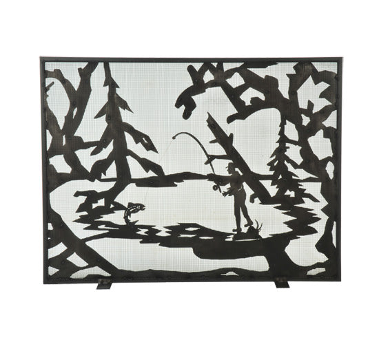 Meyda Tiffany Lighting 111046 Fly Fishing Creek Fireplace Screen Home Decor Bronze / Dark