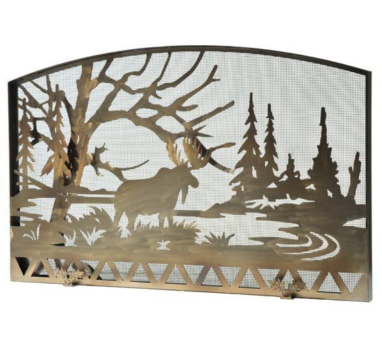 Meyda Tiffany Lighting 111149 Moose Creek Fireplace Screen Home Decor Copper/Antique/Verde