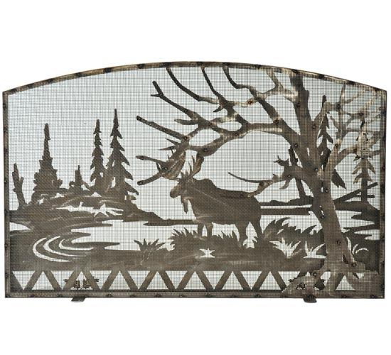Meyda Tiffany Lighting 111149 Moose Creek Fireplace Screen Home Decor Copper/Antique/Verde