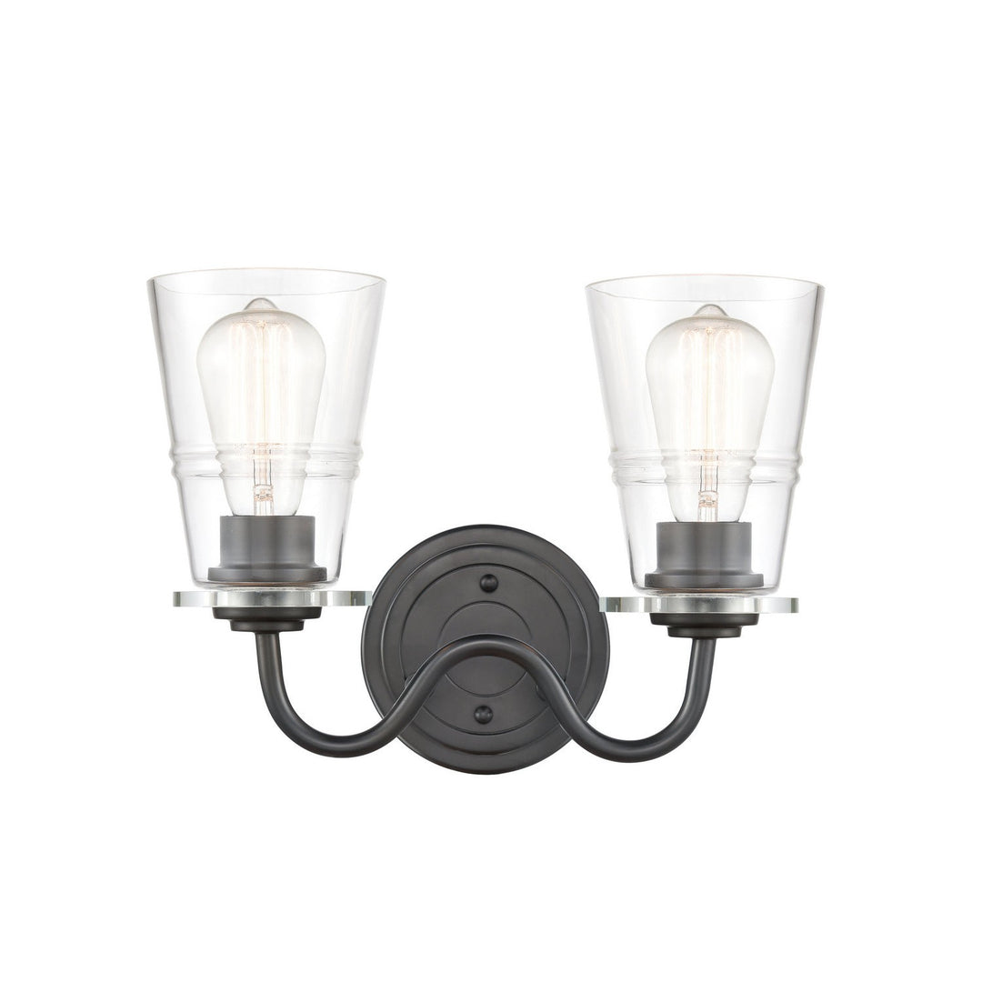 Innovations Auralume 421-2W-BK-CL Bath Vanity Light 14 in. wide - Matte Black