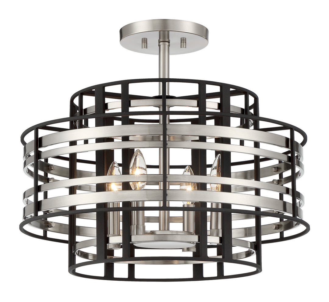 Metropolitan Presten N7983-420 Ceiling Light - Brushed Nickel W/ Sand Coal