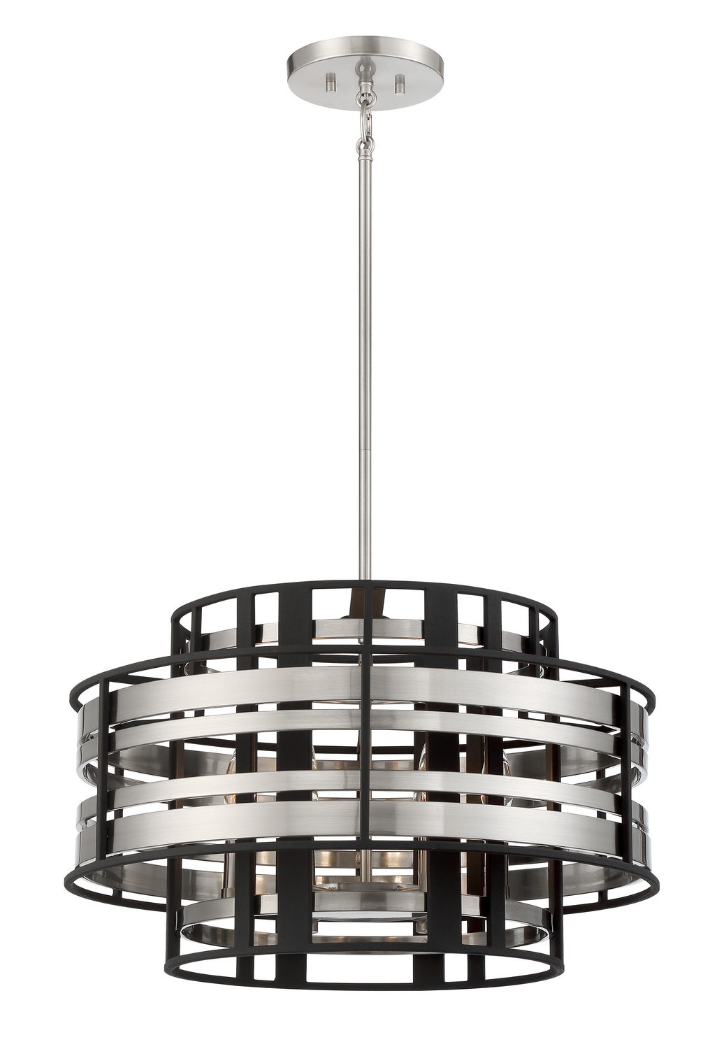 Metropolitan Presten N7986-420 Pendant Light - Brushed Nickel W/ Sand Coal