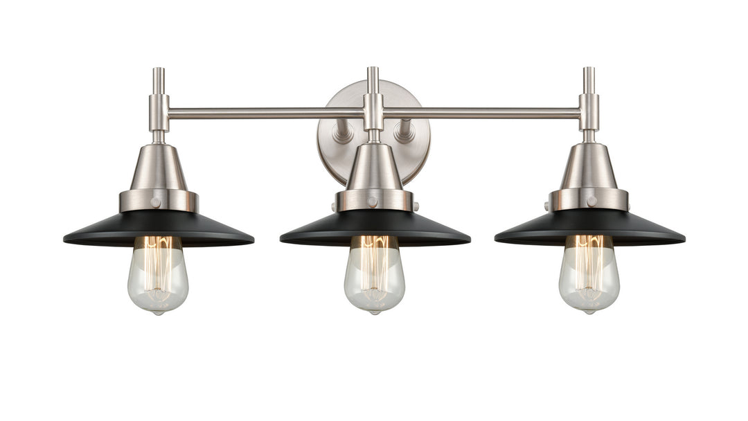 Innovations Caden 447-3W-SN-M6-BK Bath Vanity Light 26 in. wide - Satin Nickel