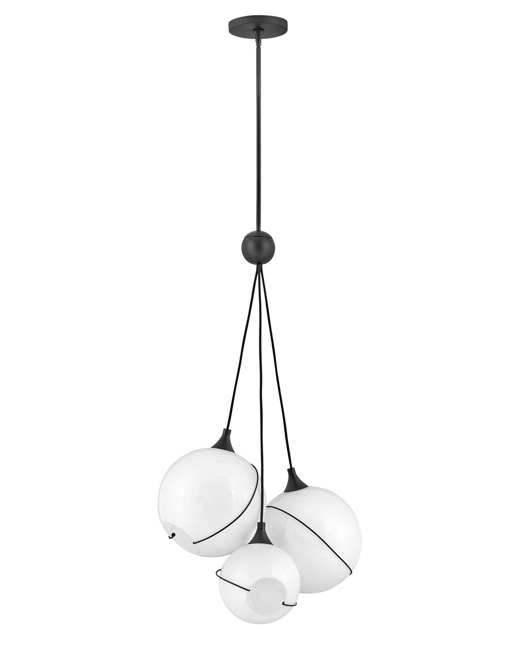 Hinkley Skye 30304BLK-WH Pendant Light - Black with Cased Opal glass